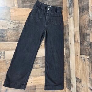 Anthropologie Maeve Colette Black Wide Leg Cropped Denim Jeans Retro Size 28